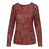 PiP Studio Damen Long Sleeve Shirt langärmelig Oberteil Pyjama Tom Kyoto Festival, Farbe:Rot, Wäschegröße:M, Artikel:-Kyoto Festival Terra