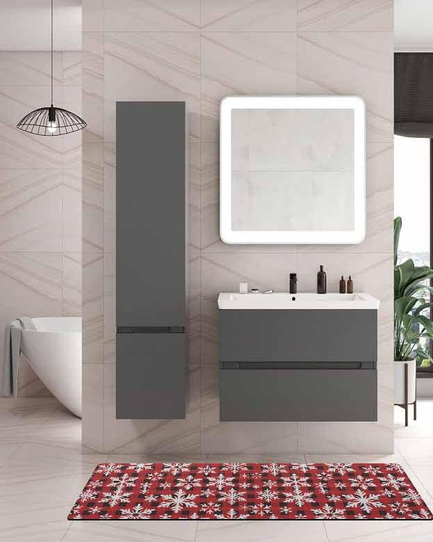 Miniatura 2 de Tapete de baño de copos de nieve de Navidad para bañera, antideslizante, de secado rápido y absorbente, tierra de diatomeas, fregadero de ducha,