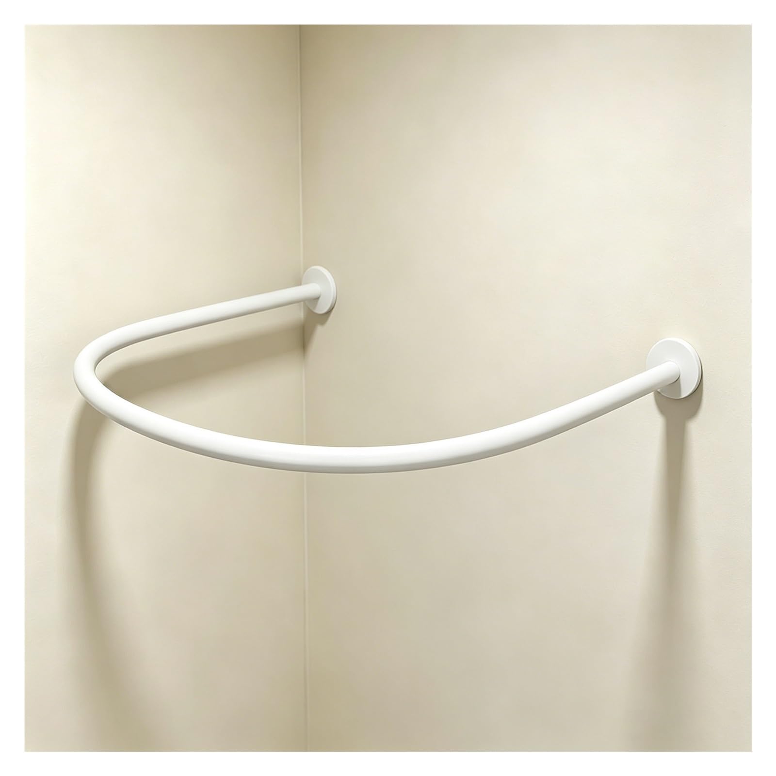 ZJKXJH U Shaped Wall Mount Curtain Rod, Curved Corner Privacy Divider Pole for Boutique Changing Room, Space Saving Privacy Curtain Rod for Office/Mall(White,110cm/43.3in)