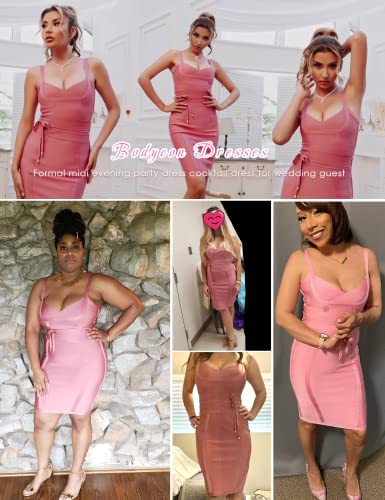 Image of meilun Womens Rayon Belt Detail Bandage Bodycon Party Dress