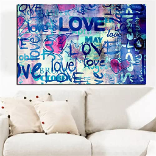 Impression HD pop art graffiti citations d'amour affiche sur toile grand format salon 70x100cm
