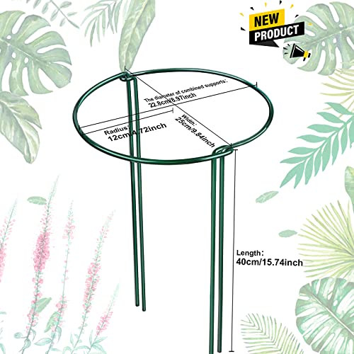 6 Pack Plant Support Stakes, Half Round Metal Garden Stakes, Green Plant Support Rings - Sturdy, Rust-Proof, and Durable for Indoor and Outdoor Plants, Such as Vegetables, Peonies, and Hydrangeas