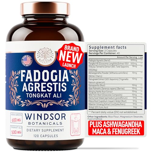Fadogia Agrestis and Tongkat Ali Supplement - Fadogia Agrestis 600 mg, 500 mg (Longjack) Tongkat Ali for Men - Maca Root, Fenugreek Extract, Ashwagandha Extract, Saw Palmetto Supplements - 120 Caps