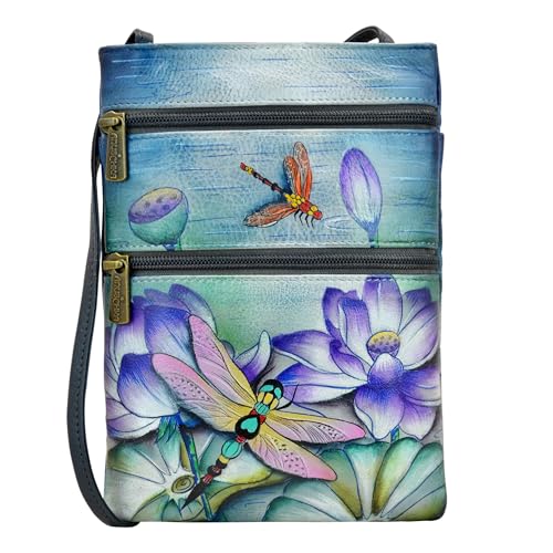 Image of Anuschka Women's Leather Crossbody Bag - Hand-Painted Genuine Leather Handbag with Pockets for Everyday Use - 448