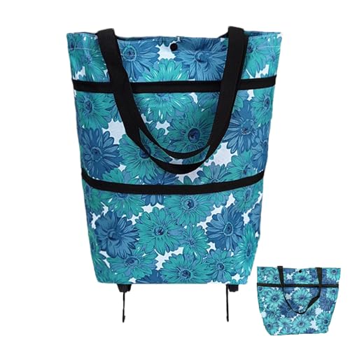 Carrito de Compras Plegable - Bolso Plegable Plegable Bolsa de Ruedas | Ruedas de Bolsa de Carro de Tela de Oxford, Carrito Estable de la Bolsa de Supermercado Impermeable para Camping Diario de
