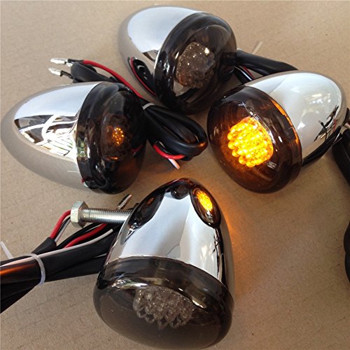 Kit de intermitentes cromados para motocicleta compatibles con Harley Bullet Led 41 mm