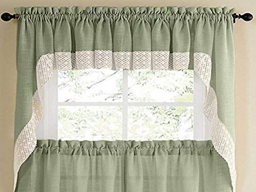 Image of Kitchen Curtains for Windows ✅ 40+ Styles & Colors ✅ Swag, Valance, Tier Sets & Panels ✅ Cafe Curtains for Farmhouse, Rustic, Modern Decor, Salem Sage, Swag