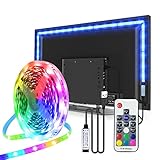 LED Strip 5m, PSTAR USB Led Beleuchtung Hintergrundbeleuchtung Fernseher USB für 65 bis 75 Zoll HDTV, TV-Bildschirm und PC-Monitor, Upgrade RF Fernbedienung, 360° Fernsignalempfang