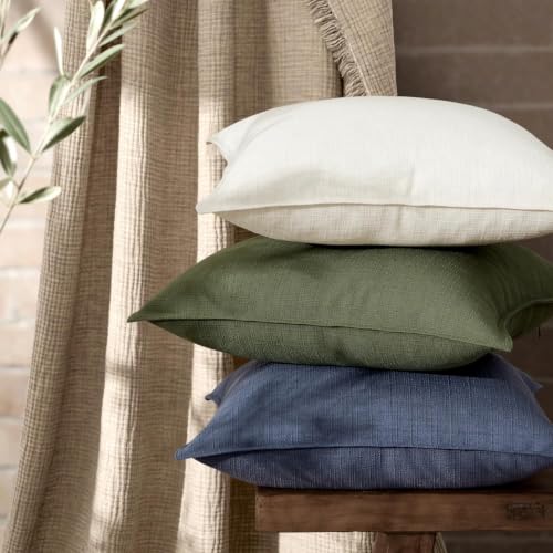 Image of MIULEE Euro Sham Pillow Covers for Bed 24x24, 2 Pack Natural Beige Thick & Textured Decorative Throw Pillow Covers, Neutral Linen Cushion Cases, Modern Farmhouse Home Decor, No Filling