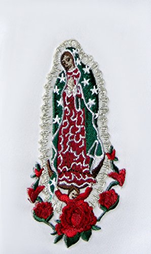 Satin Roses Embroidered Christening Stole Scarf Virgin Mary Guadalupe2