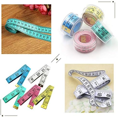 Sewing Tape Measure 60 Inch, 150 cm Pocket Cloth Ruler, Soft Measuring Tape with Storage Box, Double Scale, for Body Fabric Tailor Craft Knitting Measurement (5 Pack, 5 Colors)