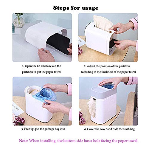 Corbeille à papier de bureau et boîte à mouchoirs 2-en-1 compacte pour la maison Modèle D - 4