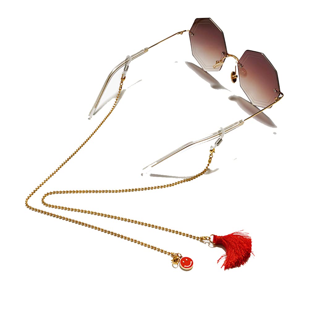 Chaîne de lunettes à pompon style rétro chinois pour lunettes de vue et soleil