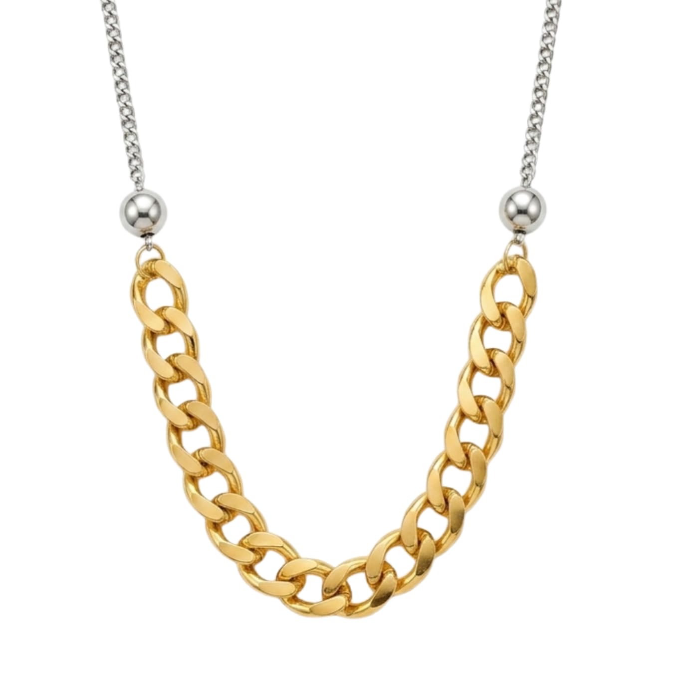 Dual Tone Chunky Curb Chain Necklace for Men and Women Gold and Silver Plated Hip Hop Punk Statement Neck Piece Fashion Jewellery for Boys & Girls-image-38