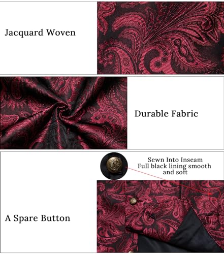 DiBanGu Mens Paisley Vest and Tie Set Silk Dress Waistcoat Necktie Wedding Party Casual Formal Dress Vest for Tuxedo4