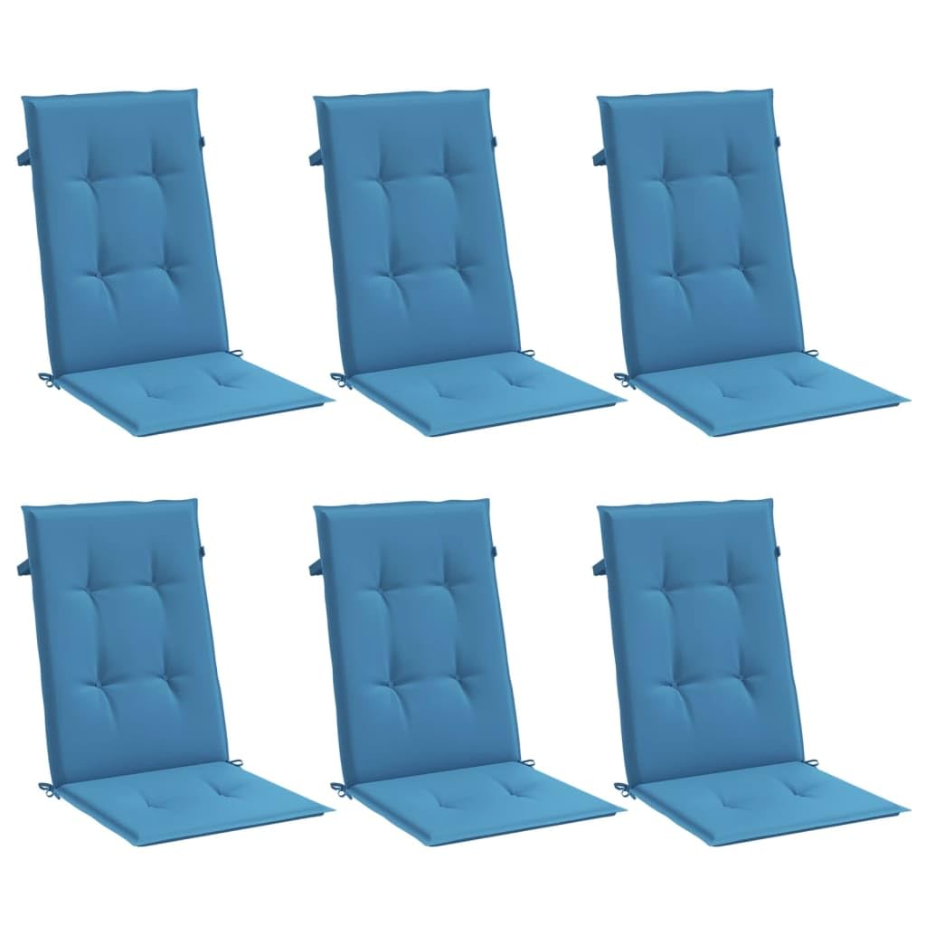 Hochlehner Auflagen 4 STK. Melange Blau 120x50x4 cm Stoff, Sitzauflage aus 100% Polyester, Schaumstofffaser Füllung, rutschfest, Outdoor Indoor, waschbar, für Gartenstuhl und Esszimmerstuhl