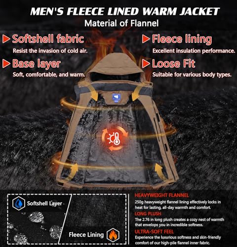 Mens Skiing Jackets Winter Waterproof Snow Jackets Fleece Lined Insulated Heavy Parka Jackets Coats with Hoode - Image 4