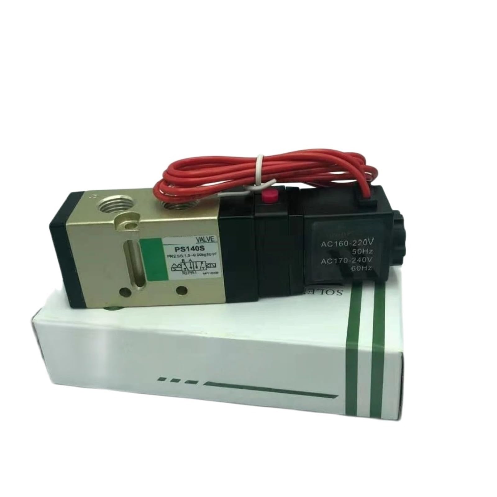 Electroválvula neumática PS140S/H PS380S PS140D PS380D Válvula direccional 24 V 110 V(Black)