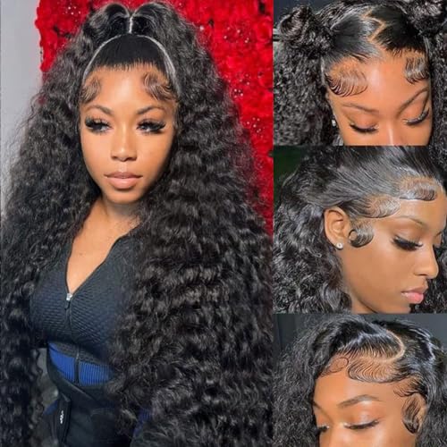 Image of Deep Wave Lace Front Wigs Human Hair HD Lace Front Wigs Human Hair for Women Glueless Curly Lace Frontal Wigs