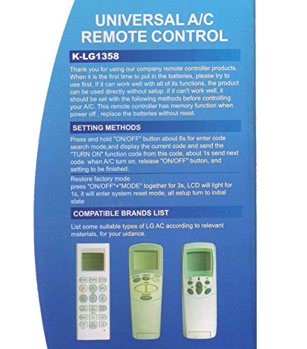 Image of LipiWorld K-LG1358 Universal AC Remote (Different Body Please Check Second Image) Compatible with LG AC Remote