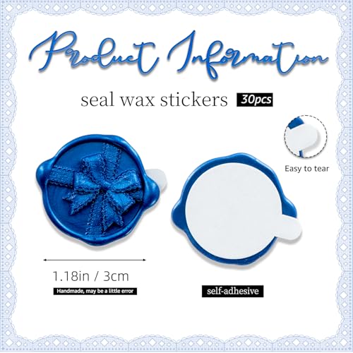 Autocollants de cire bleu saphir pour invitations de mariage chic