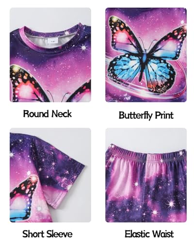 Image of 9-16Y Tween Girl Clothes 2 Piece Short Sleeve Heart Print Top and Shorts Teen Girl Summer Outfits Short Set