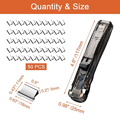 Image of Push Stapler pack of 2, Binder Clips Paper Clamps Desktop Stapler w / 50pcs Reusable Stainless Steel Refill Clips 40 Sheet Capacity, Clam Clip Dispenser for Office Document Home School Supplies