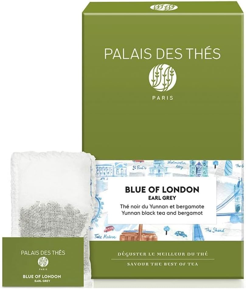 Palais des Thés - Blue of London - Earl Grey Black Tea, Bergamot & Cornflower - Premium Tea Bags, Serves 20 Cups