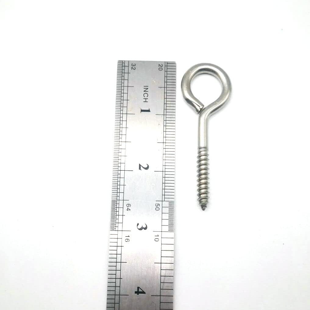 Bolt Dropper - 3/8" X 2.5" Stainless Lag Screw Eye Hooks - 10 Pack - Heavy Duty Eye Hooks Screw