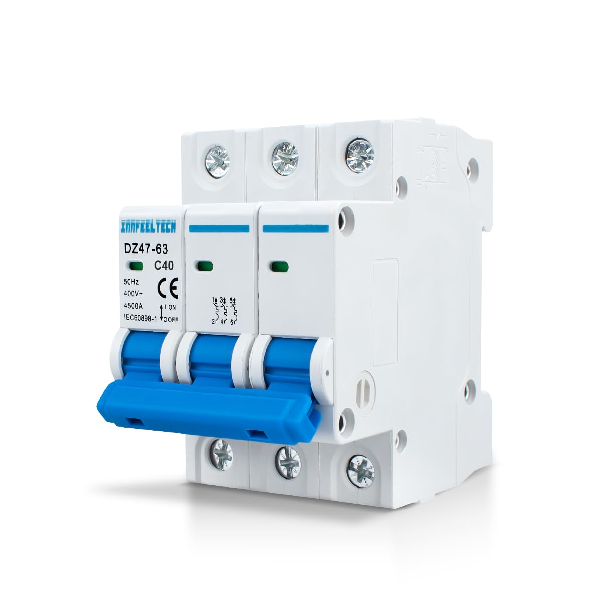 Innfeeltech 1 Pcs 40 Amp Current 230V Miniature Circuit Breakers MCB Triple Pole for DIN Rail Mounting