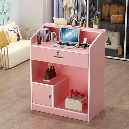 Scrivania con cassetto chiudibile a chiave, soluzione di archiviazione sicura per aziende di vendita al dettaglio e servizi, mobili da ufficio eleganti, spazio di lavoro nizzato, area reception