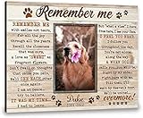 Dog Memorial Gifts For Loss Of Dog - Dog Memorial Picture Frame - Dog Remembrance Frame Dog or Cat - Dog Keepsake Picture Frame For Pet Owners - Wrapped Framed Canvas - Ready To Hang (remember me)