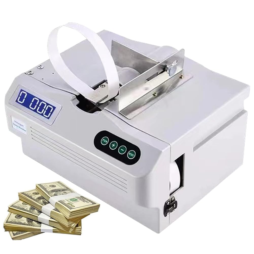 KJZQXYX Intelligent Banknote Binding Machine, Currency Strapping Machine,with LCD Screen/Counting Function, 24 Times/Min,for Bank