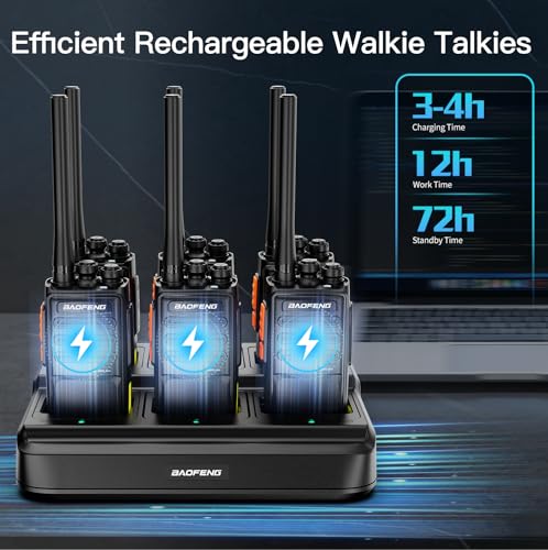 Image of BAOFENG VBT-888S Plus Upgraded Long Range Walkie Talkies 6 Pack, Type-C 1500mAh Rechargeable Two Way Radios Walkie Talkie with Earpieces & 6 Way Gang Charger for Adults, School, Church, Warehouse