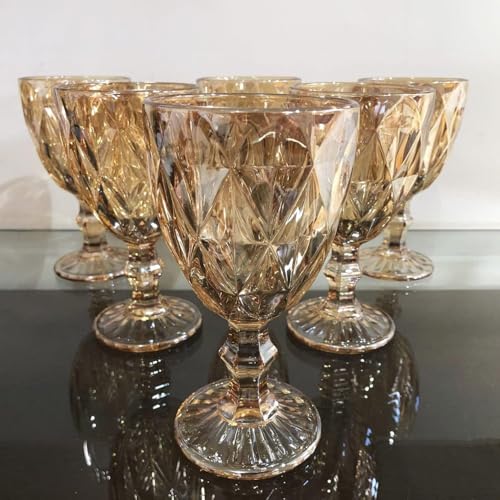 Jogo de 6 Taças de Vidro Premium Dyamond 320ml Âmbar Metalizado Marca:DIASO STORE