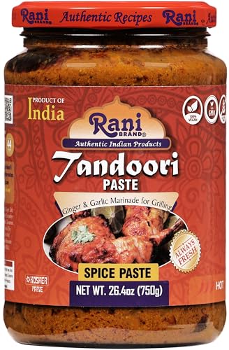 Rani Tandoori Paste (No Colors) 26.5oz (750g) Glass Jar ~ For Tandoori Chicken, Chicken Tikka, Paneer Tikka | All Natural | NON-GMO | Vegan | Kosher | Gluten Free | Indian Origin, Cooking Spice Paste