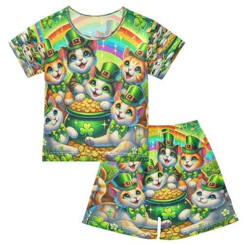 Cat Gold Coins Pajama Set Short Sleeve Summer Pajamas Shorts Sets PJ Clothes Set Soft 5Y