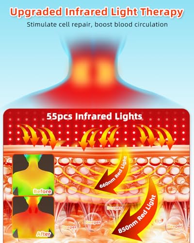 heated neck stretcher for pain relief cordless neck shoulder cervical traction device with 3 heating levels and pulse modes timmer for tmj pain relief muscle relax hump corrector