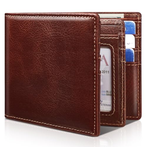 Image of Artpaxy Mens Wallet Bifold Genuine Leather RFID Blocking Wallet for Men with 1 ID Window 13 Card Holders 2 cash pockets 1 Gift Box