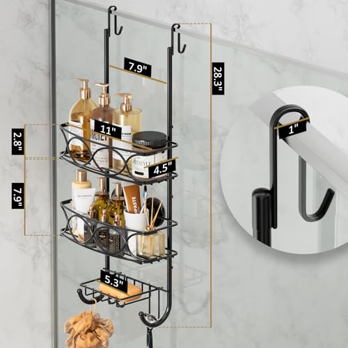 image for LEVERLOC Over The Door Shower Caddy, Shower Hanging Organizer Sturdy R
