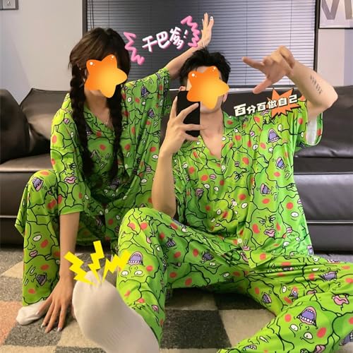 Mob 100 - Dimple Unisex Cute Piece Pajamas Novelty Green Pajama Set2