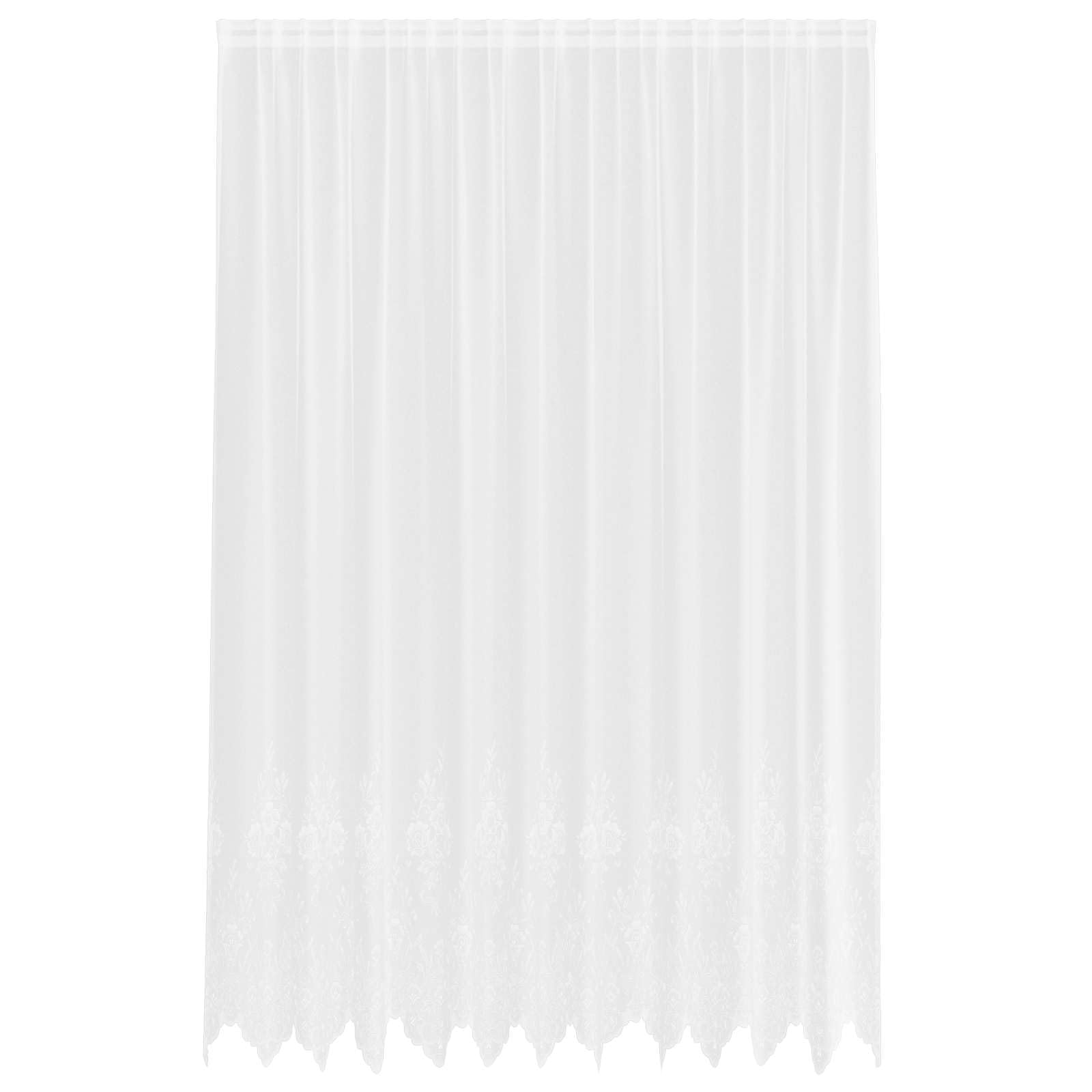 Spitzenvorhang mit Vorhängen Floral Weiß 280 x 300 cm Polyester, Sichtschutz Gardine mit Schiene, Dekoschal für Wohnzimmer Schlafzimmer, Leichter Store für Lichtschutz und Raumteiler