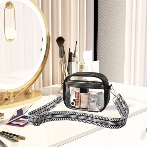 Image of Fibrdoo Clear Bag Stadium Approved, Leather Clear Crossbody Purse Bag for Concerts Sports Events Festivals