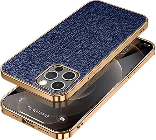 Étui iPhone 14 Pro bleu en cuir pour le bureau et le quotidien