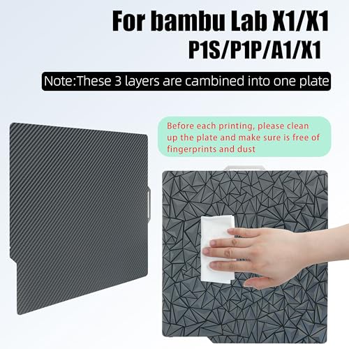 Image of 3D Printer Build Plate 257x257mm for Bambu 3D Printers, Spring Steel Build Plate for Bambu Lab X1C /X1 /X1E /P1P /P1S /A1 Print Bed (Smooth PEO+Smooth PET)