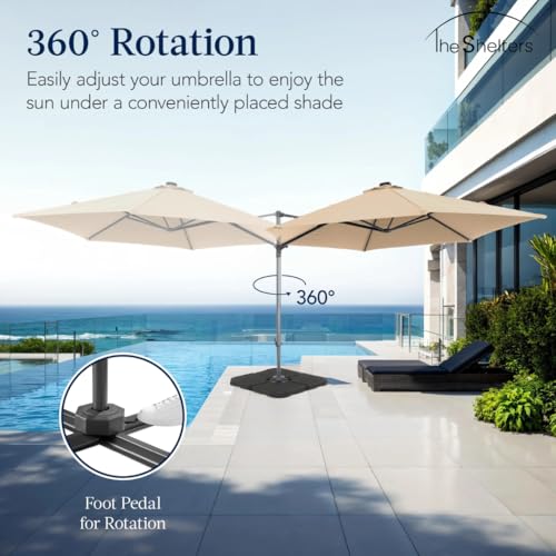 Image of THESHELTERS - Premium Garden Umbrella 360 Degree Rotating Stylish and Durable Outdoor Garden Umbrella with Heavy-duty Water Base (95Kgs)- Patio and Lawn Umbrella, 2.5x2.5m Big Size Outdoor Umbrella with Stand