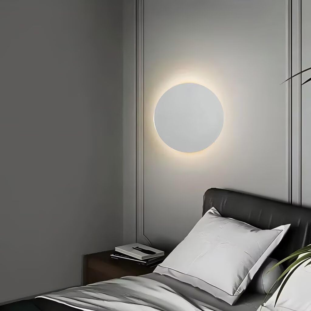 Wandlampe Rund mit Touch/Wandsteuerung Schalter, Innen Weiß Wandleuchte 30cm Dimmbar 3 Farbtemperaturen Modern Minimalistisch Wandleuchter für Schlafzimmer Wohnzimmer Flur Treppenhaus