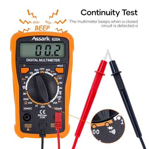 Assark 620A Digital Multimeter Voltage Tester, Assark 2000 Counts Multimeter Measure Ac Dc Voltage Dc Current thumb #3