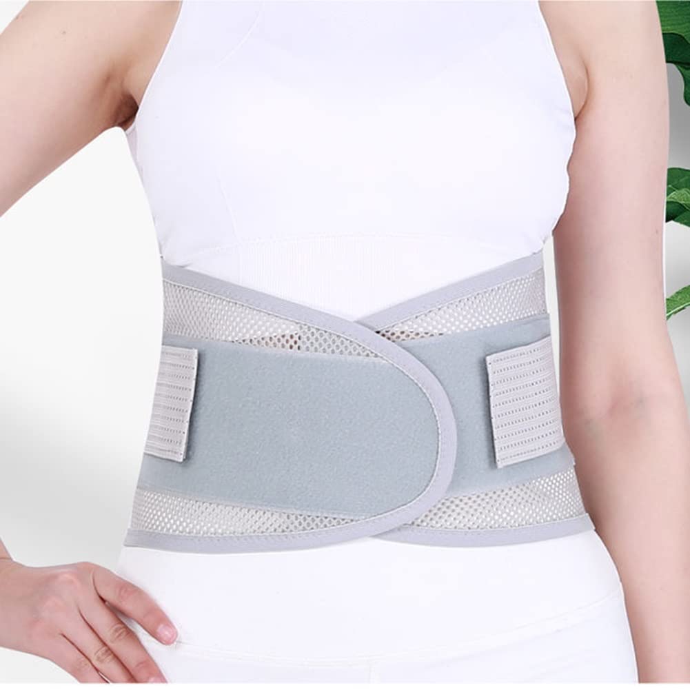Cinture di Sostegno Lombare, Rete Traspirante con Stecche Regolabili for Lavoro Estivo for Sciatica scoliosi(Light Grey,L/Large)