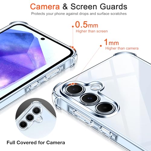 Image of Lustree Back Cover Transparent Case Compatible with Samsung Galaxy A55 | Clear + TPU Case with 4 Corner Air Cushion Protection & Camera Protection | Slim& Stylus Cover